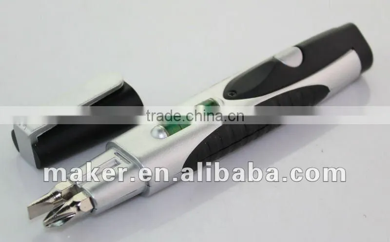 Pen Shape 4 bits Screwdriver, LeveL Plastic Flashlight