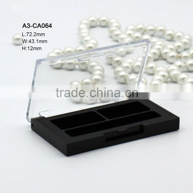 Simple transparent rectangular 2 colors professional eyeshadow palette packaging