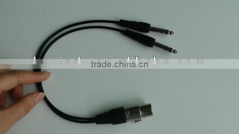 4 XLR 3pin 1 female jack to 2 MALE dual plug Y SPLITTER mic cable adaptor 6 inch
