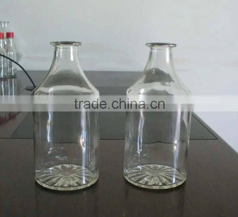 round high quality clear glass botles for liquor, wine glass bottles wholesale