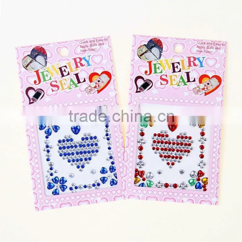 Heart shape crystal mobile sticker