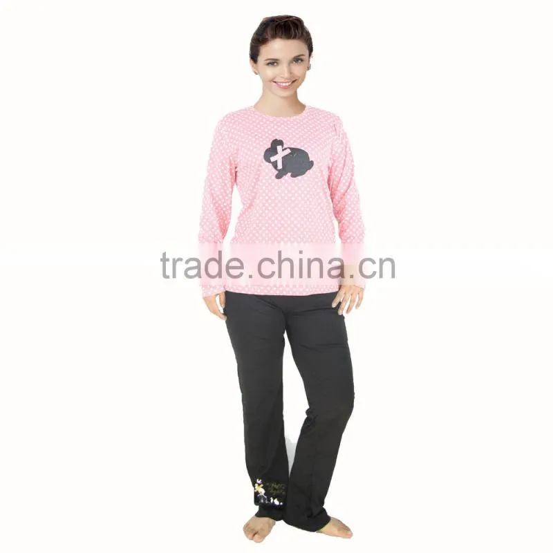 Kevince velour pyjama set pant green reactive print knitting woman MOQ 1000sets OEM factory directly