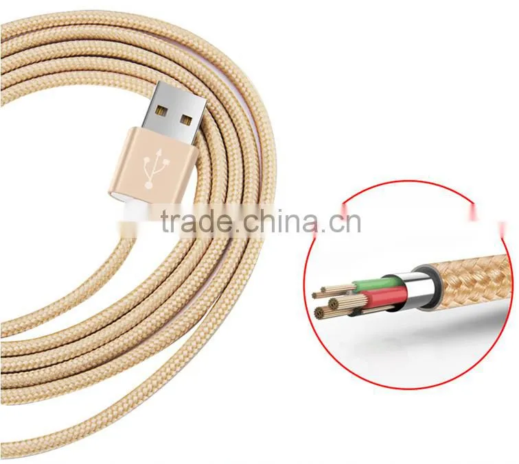 Durable 1m nylon braided usb cable for android phones, micro usb v8 charger cable charging cord