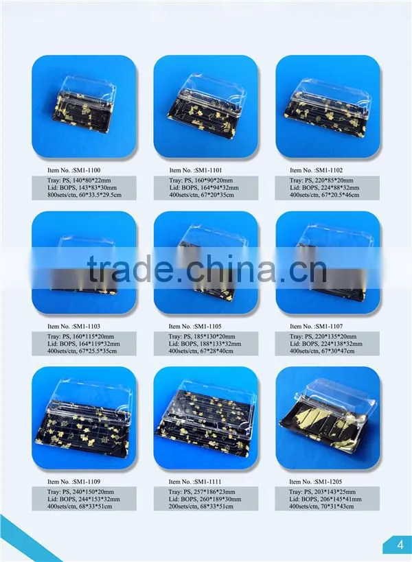 Disposable plastic food packing tray/plastic tray/plastic boat tray for fish, sushi, salad