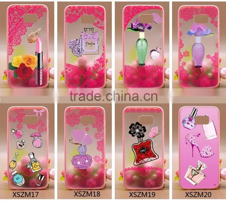 Fashion Prefume TPU+PC 2-in-1 Hybrid Pattern Painting Cases With Ring Bracket For Samsung 7s Edge Phone Case