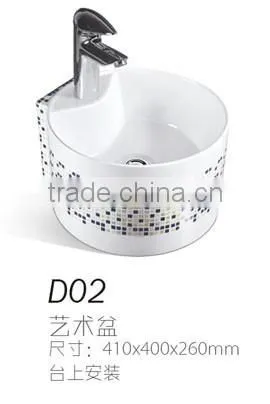 C40 Hot selling sanitary ware china round circular wash basin, small size art basin, table top wash basin