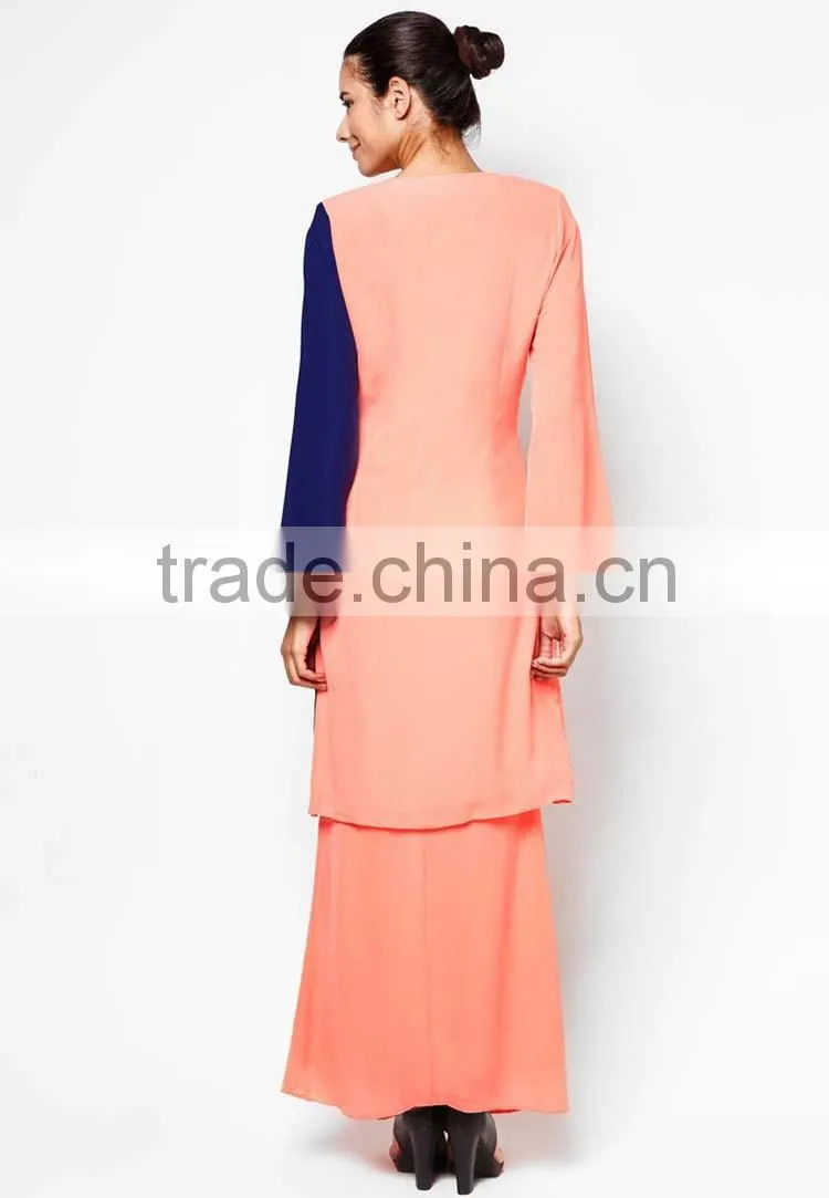 Embroidered long sleeve new design girls maxi muslim dress