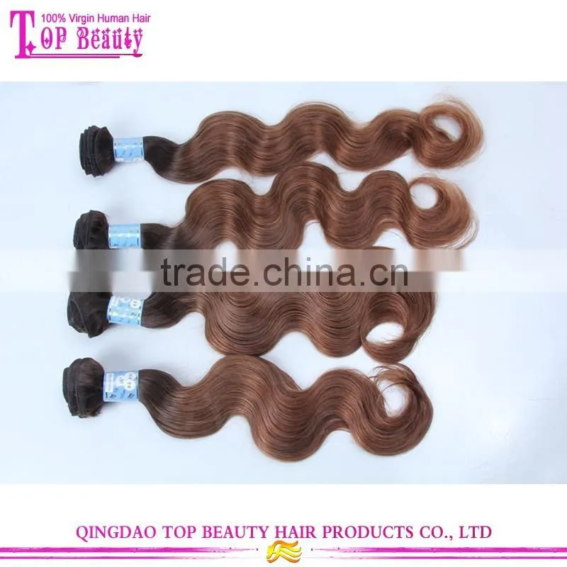Qingdao Hot Sale Two Tone Color Remy Human Hair Mink Peruvian Hair Body Wave Hair Weave