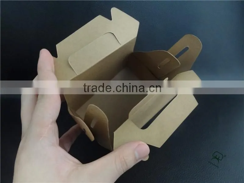Fancy design kraft paper cake packing box with handle