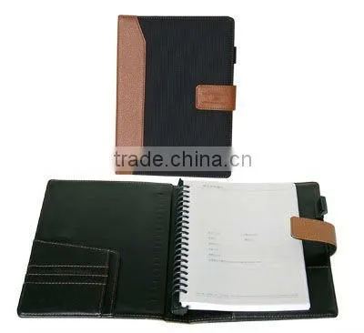 2013 New fashion leather notebook with front pocket