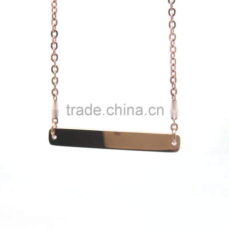 Lastest Design Rose Gold Engravable Blank Bar Necklace