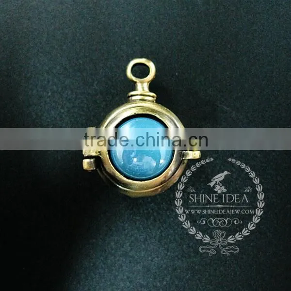 22mm round setting bronze steam punk blue,orange,green,purple,sky blue and champage ceramic DIY pendant charm supplies 1810422