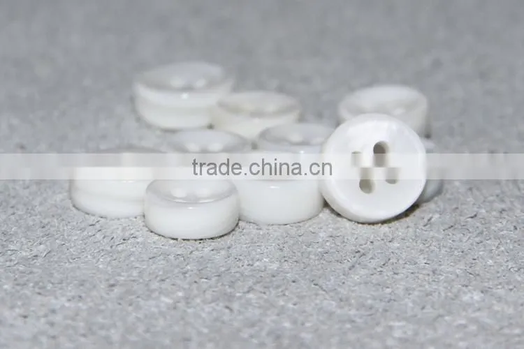 14L, 18L 4 Holes 4mm Thick Natural White River Shell Mens Shirt Buttons in Bowl Shape