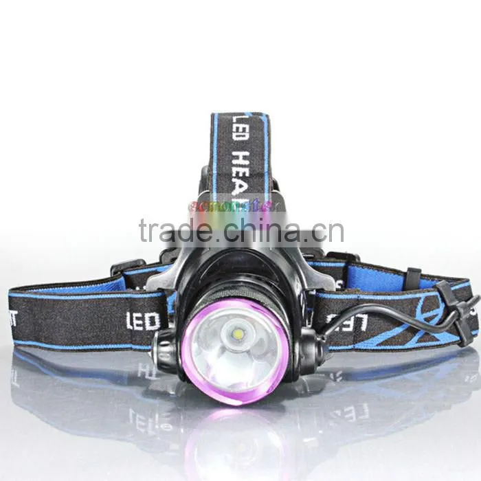 1-bulb 3 Modes Waterproof LED Headlamp LED Headlight Purple & Black