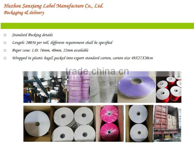 Direct factory polyester satin ribbon double side for clothing labels, home textile labels
