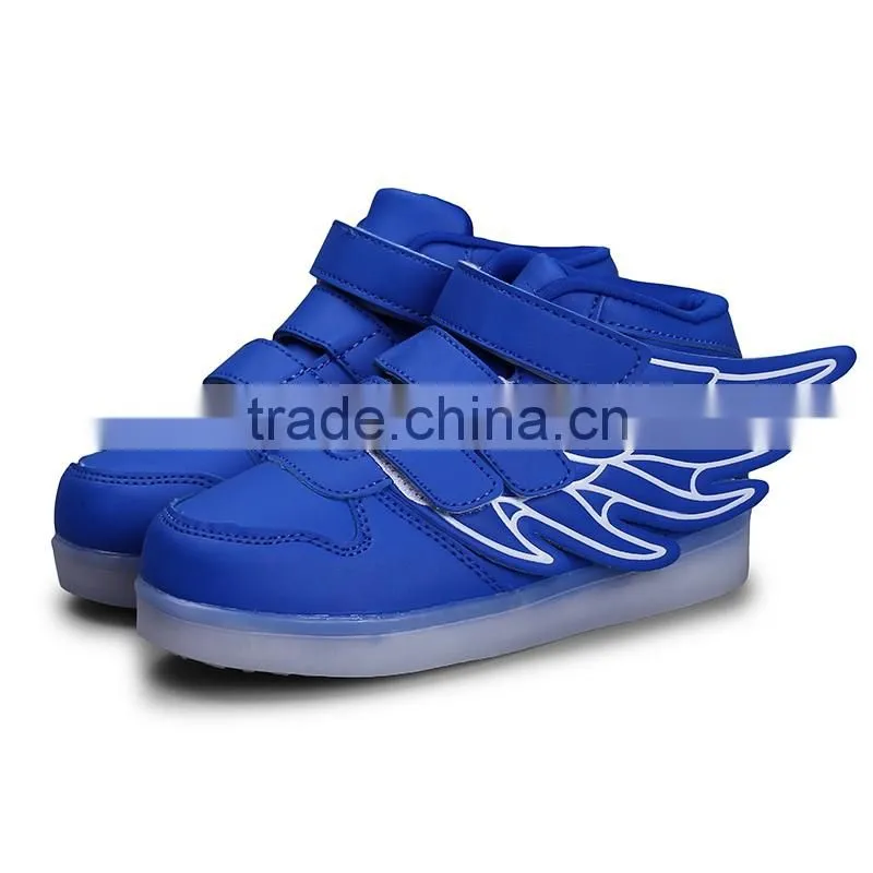 China 8 years factory led light up kids shoes led sneakers for kids wing shoes for boys girls promotion