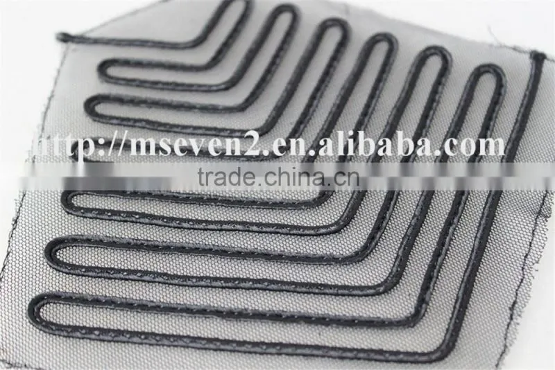 hot lace embroidery patch trim in black color shoulder patches for clothing