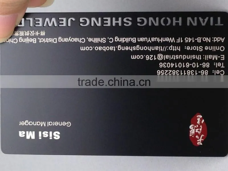 Metallic golden letters metal black card with high quality
