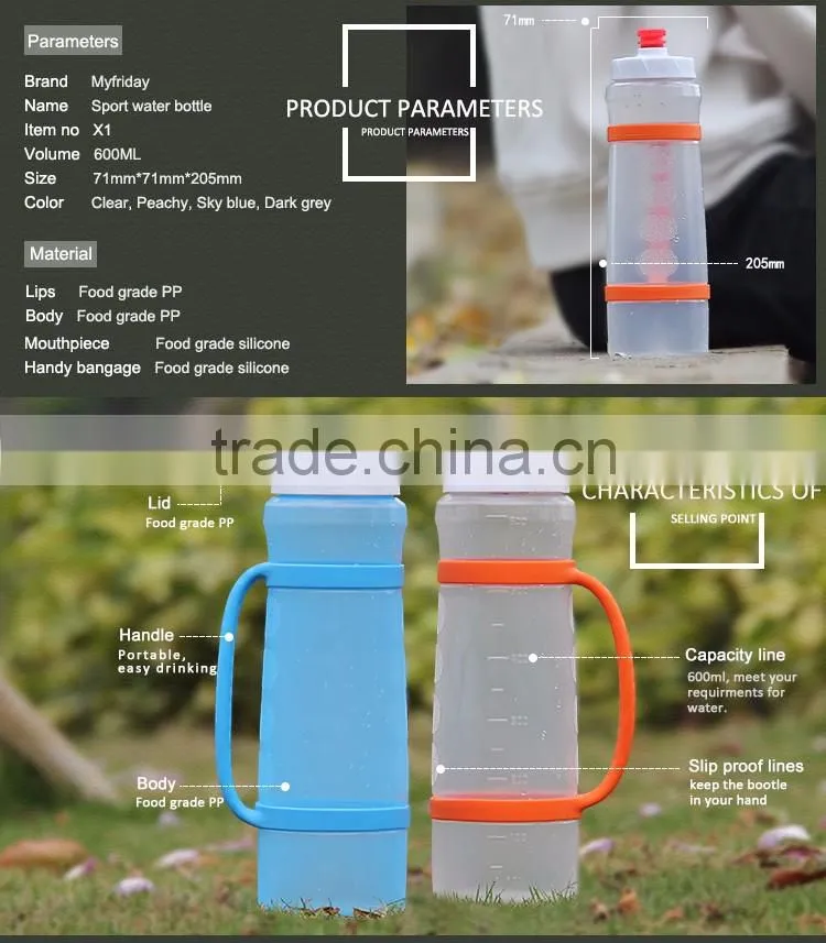 Food Grade Light Soft Sports Plastic Water Bottles