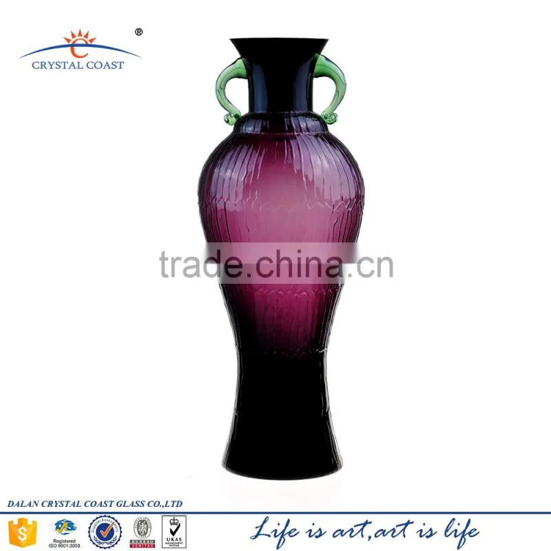 Wholesale tall round colorful modern art silver glass container vase for flower