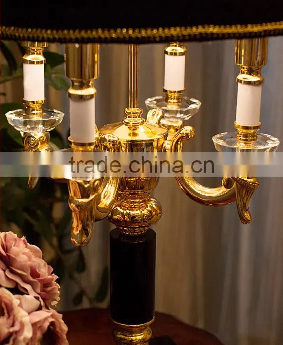 Home electrical appliance black color crystal table lamp with lampshade