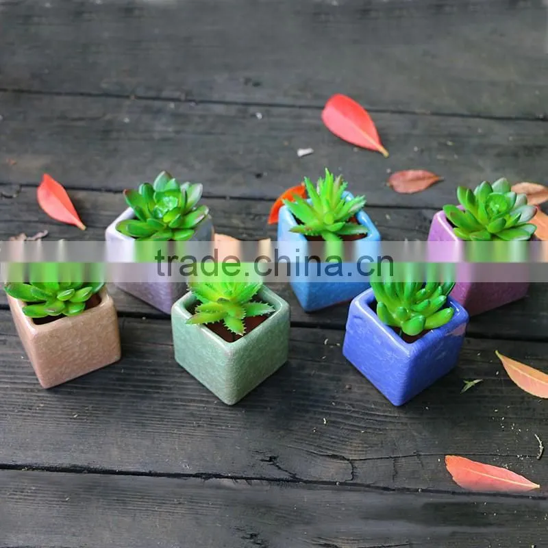 Whosale different colours decoration square ceramic bonsai pots china with hole