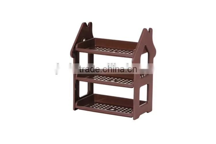 3-Shelf Multifunction Shelving Unit Plastic Storage Rack with Home Shape Wine Organizer