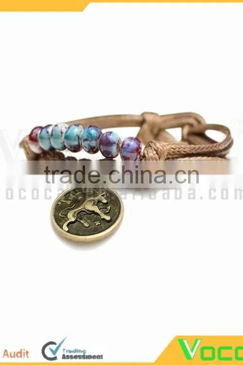 Handmade Wax Wire Ceramic Bead Bracelet