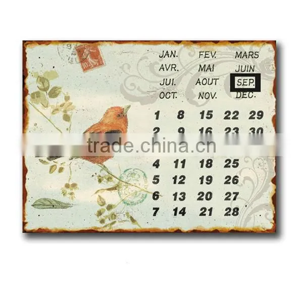 Cheapest!!!Vintage Metal Decorative Sign Metal Wall Plaque Metal Calendar Rooster Plaque