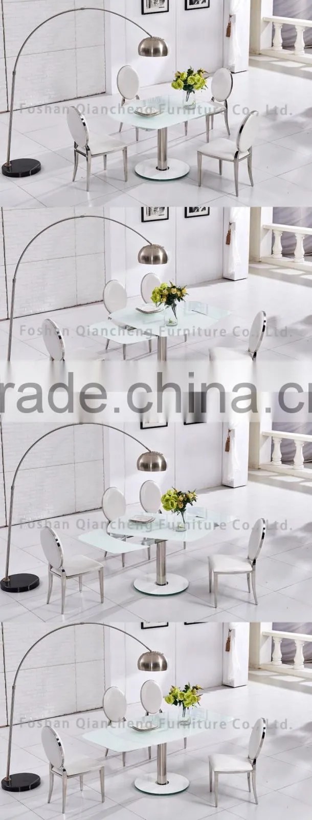 new model functional extendable dining table with stainless steel base