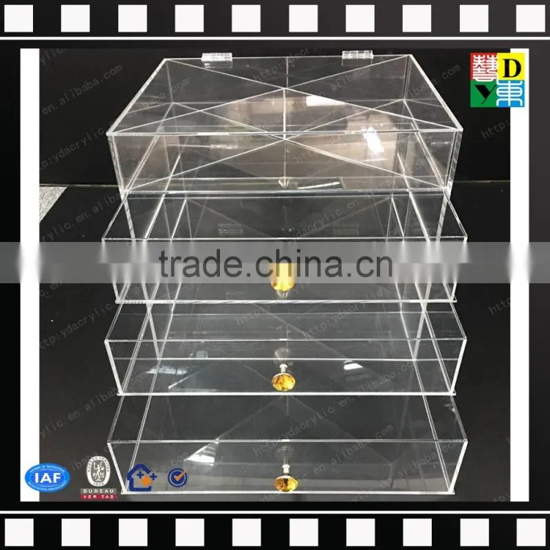 2016 Handmade Acrylic Makeup Organizer ,plexiglass display box,luite drawer box