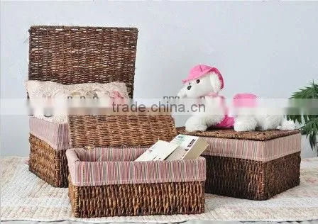 Set of three Coffee Corn rope storage box