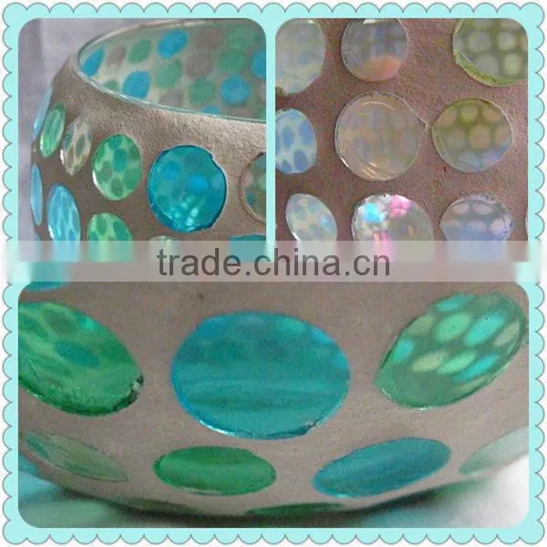 Table Decor Chinese Colored Mosaic Glass Round Ball Candle Holder