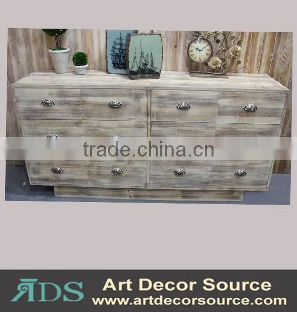Antique wood floating wall shelf with drawers&hooks