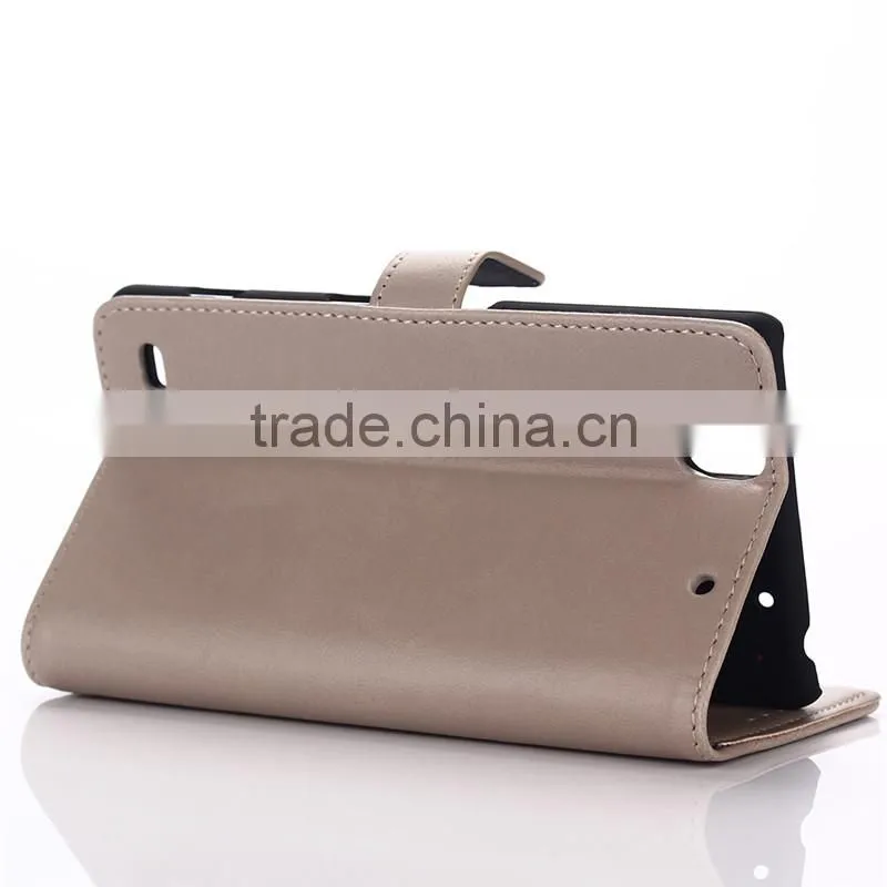 High quality crazy-horse PU card bumper/pocket cell phone case for Sony