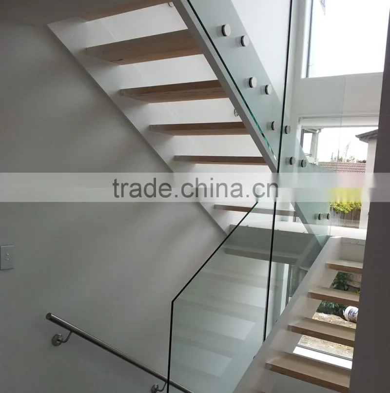 Jinxin interior estilo cristal escalera, barandilla de vidrio sin marco