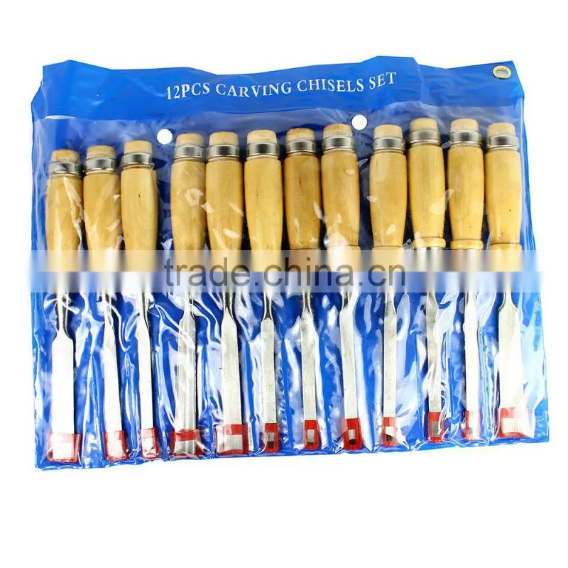 12 Piece wood carving hand chisel tool set professional woodworking gouges steel