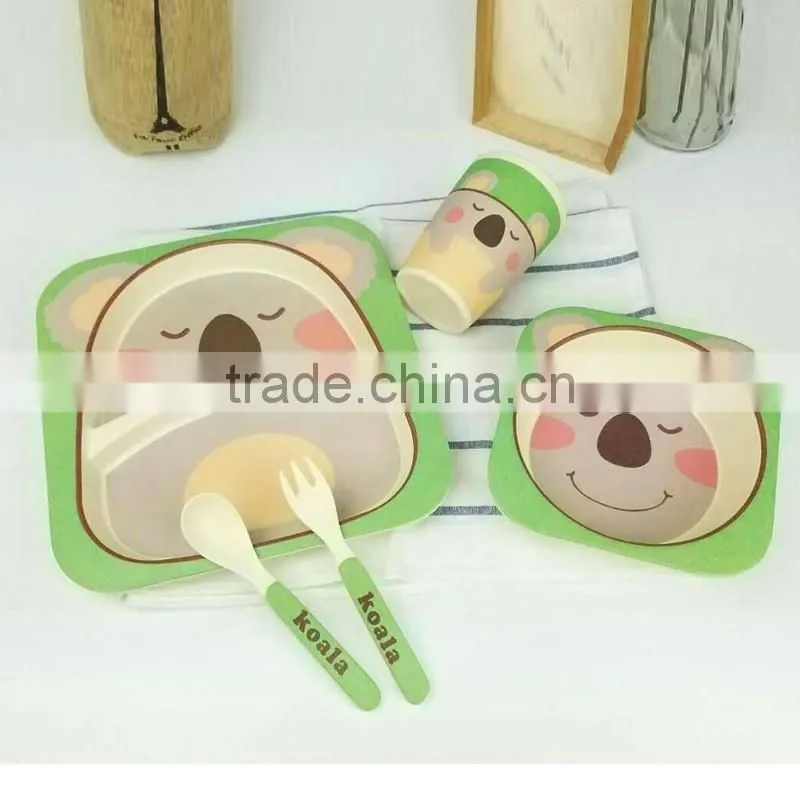 Eco-Friendly Bamboo Fiber Kids Dinner Plate Set 5-pieces