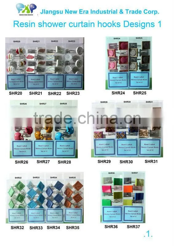 Resin shower curtain hooks