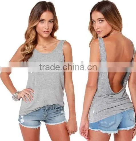 Fashion Women Summer Backless Vest Blouse Casual Sleeveless Tank Top T-Shirt