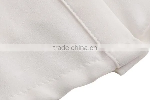 trendy fashion lace sleeve pure white sexy party blouse