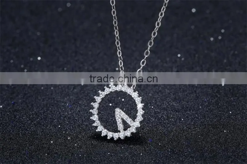 Latest wall clock shape design 925 sterling silver circle pendant