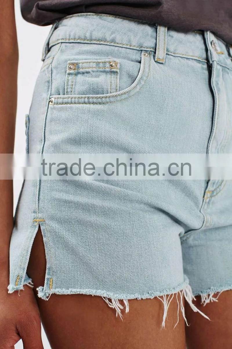Wholesale washed hot summer girl shorts booty raw hem denim jeans shorts 2016