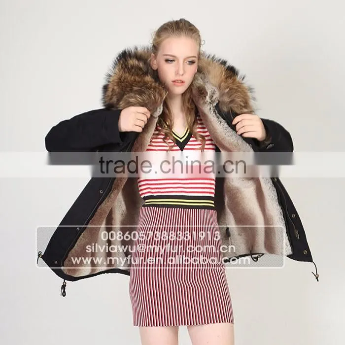 Myfur Customized China Top Quality Genuine Fur Parka Coat Wholesale