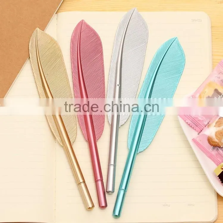 0.5mm black pen feather shape ballpoint pen plastice office stationery pen