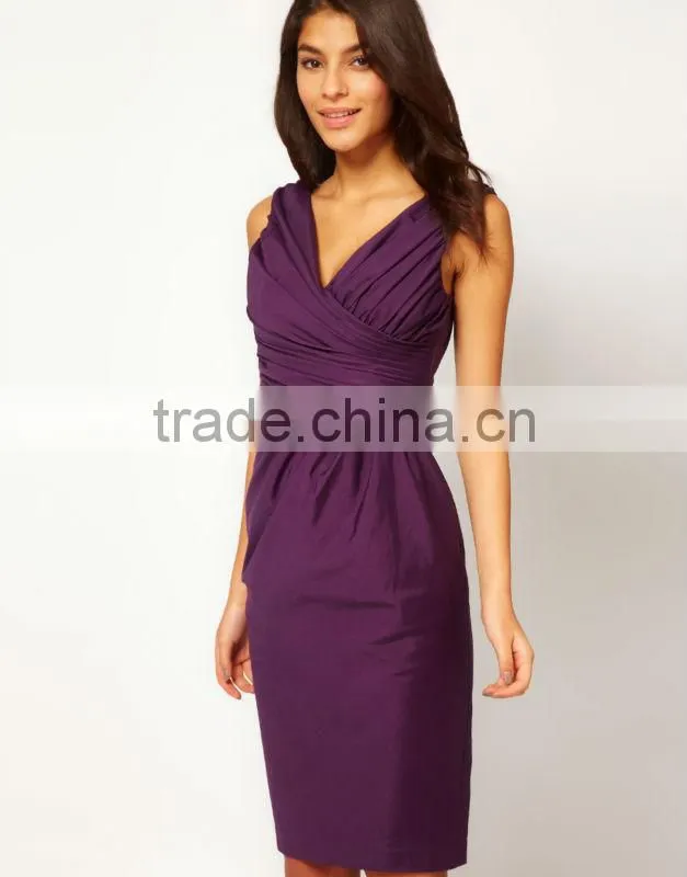 Midi Pencil Dress With Ruching
