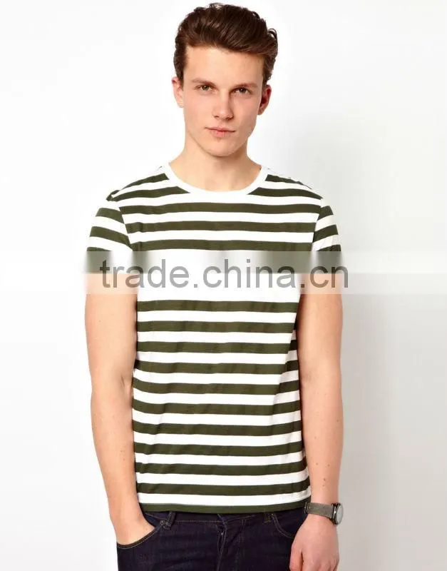 100% Cotton Stripe Men's Tee Shirt