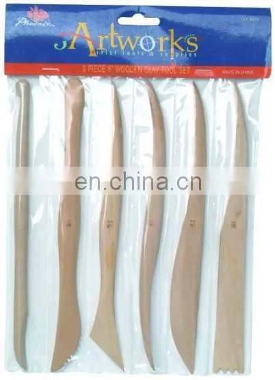 Cheap Artwork Wooden Clay Sculpture knife Pottery Sharpen Modeling Tools Set 6PCS