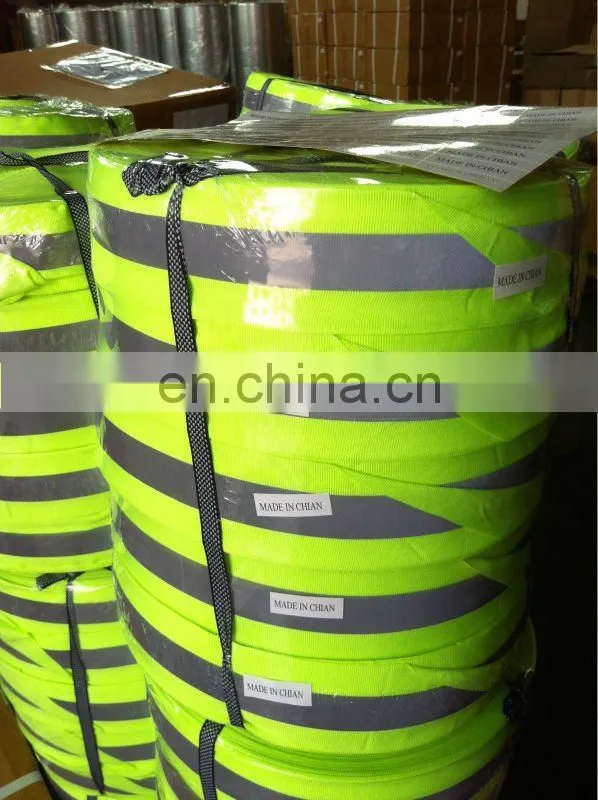 Hi vis Fabric Tape Fluorescent 8cm Black Nylon Ribbon For Safety Clothes