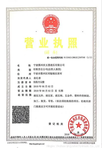 Ningbo Yinzhou qingyuhui Hydraulic Co., Ltd